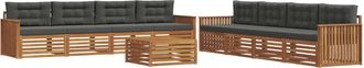 vidaXL Conjunto De Sof&aacute;s De Exterior 9 Uds. Natural Y Antracita Vidaxl
