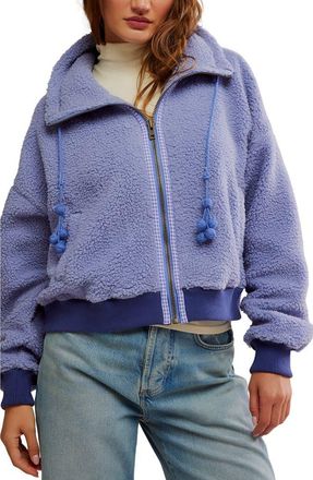 Free People Alpine High Pile Fleece Sweater in Peri at Nordstrom, Size X-Small