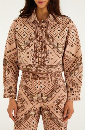 Farm Rio Cosmopolitan Crop Jacket in Light Pink at Nordstrom, Size Xx-Small