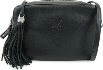 Saint Laurent Lou Camera Leather Black Leather Handbag (Pre-Owned)