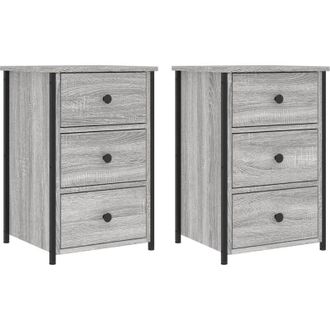 vidaXL Mesitas Noche 2 Uds Madera Ingenier&iacute;a Gris Sonoma 40x36x60 Cm Vidaxl