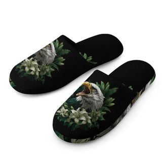 Generic Roaring Eagle1 Green Lily Flowers Mens House Slippers Slip Indoor Slipper On Shoes Warm Outdoor