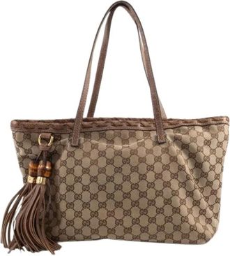 Gucci Pre-owned Tote Bags, female, Beige, Size: ONE SIZE Pre-owned GG Canvas Tote bag