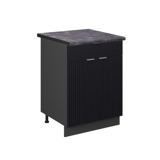 Vicco Mueble Bajo De Cocina Fame-line, Rayas Negras, 60 Cm Con Caj&oacute;n, Et Antracita, Vicco