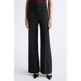 Victoria Beckham Alina High Waist Stretch Flare Pants in Black at Nordstrom, Size 10