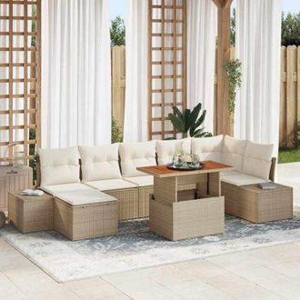 vidaXL Conjunto De Sof&aacute; De Jard&iacute;n 8 Pcs Beige Polirat&aacute;n Vidaxl