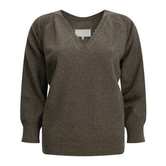 Maison Margiela Maglione Scollo a V Drappeggiato - - Knitwear - Donna - Marrone - S