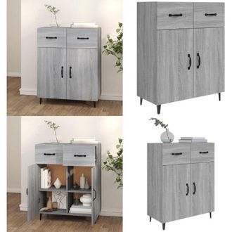 vidaXL Credenza Grigio Sonoma 69,5x34x90 cm in Legno Multistrato - Credenza grigio sonoma - Credenza con cassetti