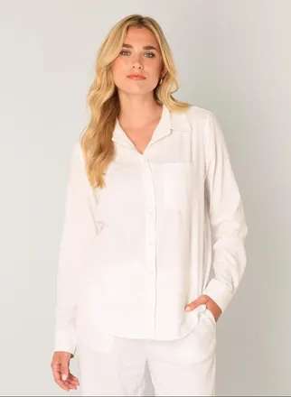 Base Level Hemdbluse BASE LEVEL Yael, Damen, Gr. 36, weiss (natural wei&szlig;), Single Jersey, Obermaterial: 55% Leinen, 45% Viskose, regular fit normal, Blusen Hemdb