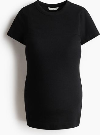 H&M MAMA Geripptes Shirt - Schwarz