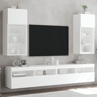 vidaXL Vidaxl - Muebles Para Tv Con Luces Led 2 Uds Blanco 40,5x30x90 Cm