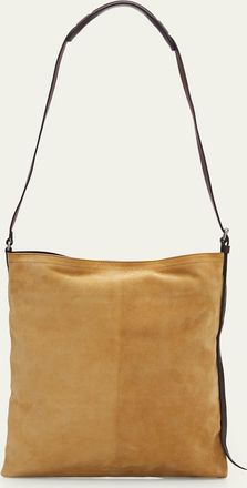 Dries Van Noten Mens Leather-Trimmed Suede Crossbody Bag