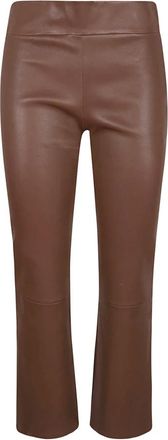 Arma Leren katoenen broek - Dames - Leren Broeken - Bruin - L - Katoen - Broeken