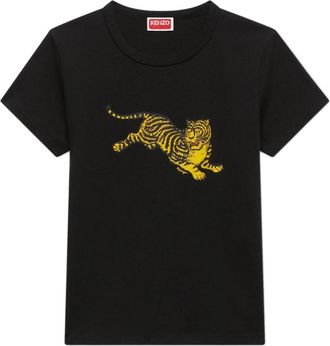 Kenzo T-shirt met ronde hals en print op de voorkant - Dames - T-shirts - Zwart - M - Katoen - Tops