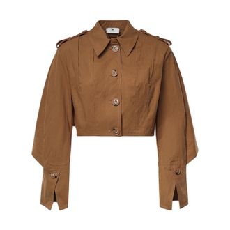 Elisabetta Franchi Dames, Blouses & Shirts, Bruin, Maat: L Katoen