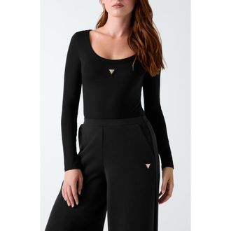 Guess Colette Long Sleeve Bodysuit in Black-Black at Nordstrom, Size X-Small
