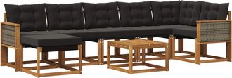 vidaXL Conjunto De Sof&aacute;s De Exterior 8 Uds. Natural Y Negro Vidaxl