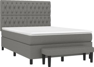 vidaXL Vidaxl - Cama Box Spring Con Colch&oacute;n Tela Gris Oscuro 140x190 Cm