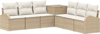 vidaXL Juego De Sof&aacute; 7 Uds. Beige Y Blanco Crema Vidaxl
