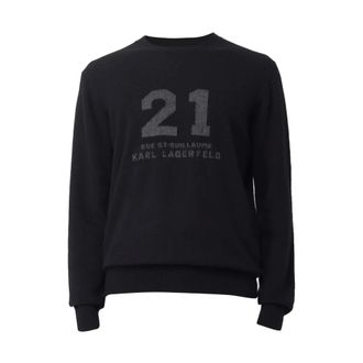 Karl Lagerfeld Round-neck Knitwear, male, Black, Size: XL Maglia 21