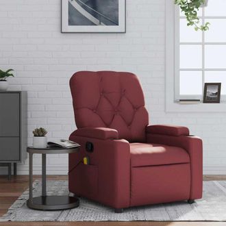 vidaXL Sill&oacute;n De Masaje Reclinable Cuero Sint&eacute;tico Rojo Tinto Vidaxl