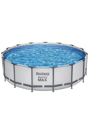 Bestway Pool SET Steel PRO MAX 56438, Grau, Metall, Kunststoff, Metalloptik, 122 cm, RoHS, Freizeit & Co, Pools & Wasserspa&szlig;, Pools, Aufstellpools