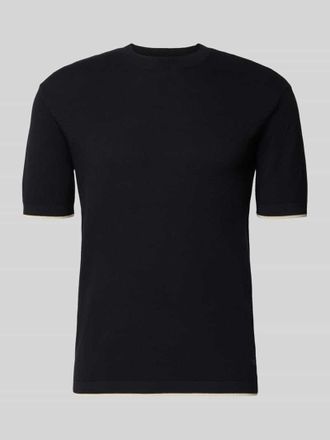 Emporio Armani Strickshirt mit Strukturmuster und Rundhalsausschnitt in Marine, Gr&ouml;&szlig;e XXL