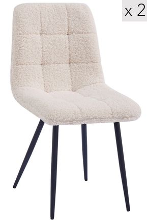 Nordlys Set of 2 Scandinavian Dining Chairs with Metal Buttoned Backrests in White