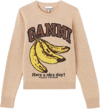 Ganni Trui met jacquard - Beige