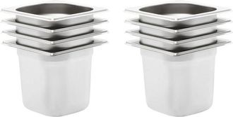 vidaXL Bandejas Gastronorm 8 Unidades Gn 1/6 150 Mm Acero Inoxidable Vidaxl