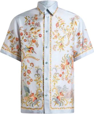 Etro Etro-Seidenhemd mit Blumen- und Wildtierdruck