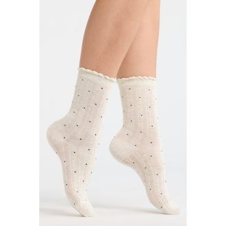 Casa Clara Love Martinique Polka Dot Crew Socks in Grey at Nordstrom