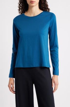 Eileen Fisher Organic Cotton Long Sleeve T-Shirt in Atlantis at Nordstrom Rack, Size Xx-Small