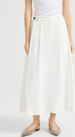 Brunello Cucinelli Twill sartorial skirt with monili in White at Nordstrom, Size 40 It