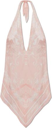 Balmain Gedrapeerde Zijden Haltertop - Dames - Strandmode - Roze - L/Xl - Badmode