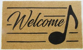 Imports Decor Music Note Welcome Coir Door Mat, Musical Theme Coconut Fiber Doormat with Non-Slip PVC Backing, Indoor Outdoor Entrance Rug