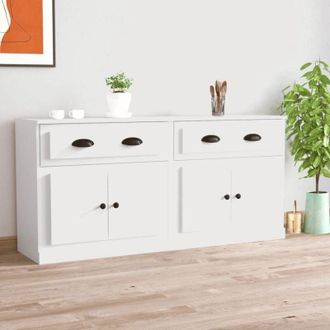 vidaXL Credenze 2 pz Bianche in Legno Multistrato - Vidaxl