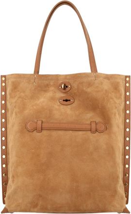 Zanellato Neutrals Lamb Leather Studded Tote Bag