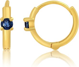 MAX + STONE Solid 14k Yellow Gold Small 11mm Mini Huggie Hoop Earrings