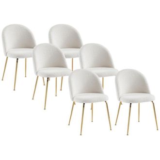 Vente-Unique Vente-unique - Lotto di 6 sedie Tessuto bouclette e Metallo dorato Bianco - melbourne