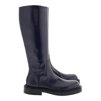 Ferragamo Fontana Leather High Boots, Size 10 E