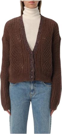Liu Jo Sprankelende Cardigan voor Stijlvolle Look - Dames - Vesten - Bruin - L - Truien & Vesten