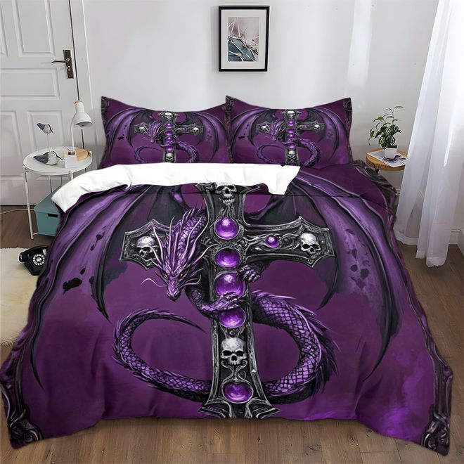 Queen-Size Bettbezug-Set (3-teilig) Mit Blumendruck – Gebürstete Mikrofaser, Reißverschluss, Schwarz, Inkl. 2 Kissenbezügen