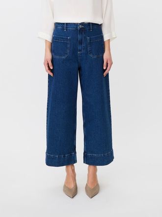 Masai Mid-Rise Wide-Leg Cropped Jeans in Blue Denim at Nordstrom, Size Xx-Large