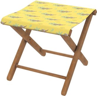 Vent de Boh&egrave;me Taburete plegable de haya y tela outdoor dise&ntilde;o de tigres amarillos
