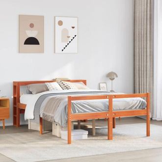 vidaXL Estructura Cama Con Cabecero Madera Pino Marr&oacute;n Cera 135x190 Cm Vidaxl