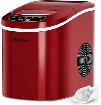 Costway Costway - Fabbricatore di Ghiaccio 12kg/24h, Macchine per Cubetti di Ghiaccio, Produttore per Ghiaccio con Serbatoio 2,2L (Rosso)