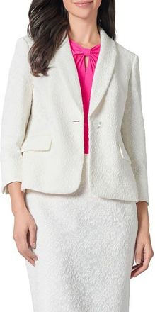 Kasper Shawl Collar Lace Three Quarter Sleeve Blazer in Lily White at Nordstrom, Size 16