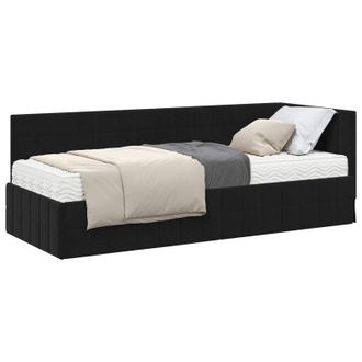 vidaXL Estructura De Cama Esquina Con Colch&oacute;n 2 Pcs Negro Terciopelo Vidaxl