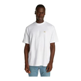 Calvin Klein Tops, Heren, Wit, 2Xl, Katoen, Wit Katoenen T-shirt met Ronde Hals